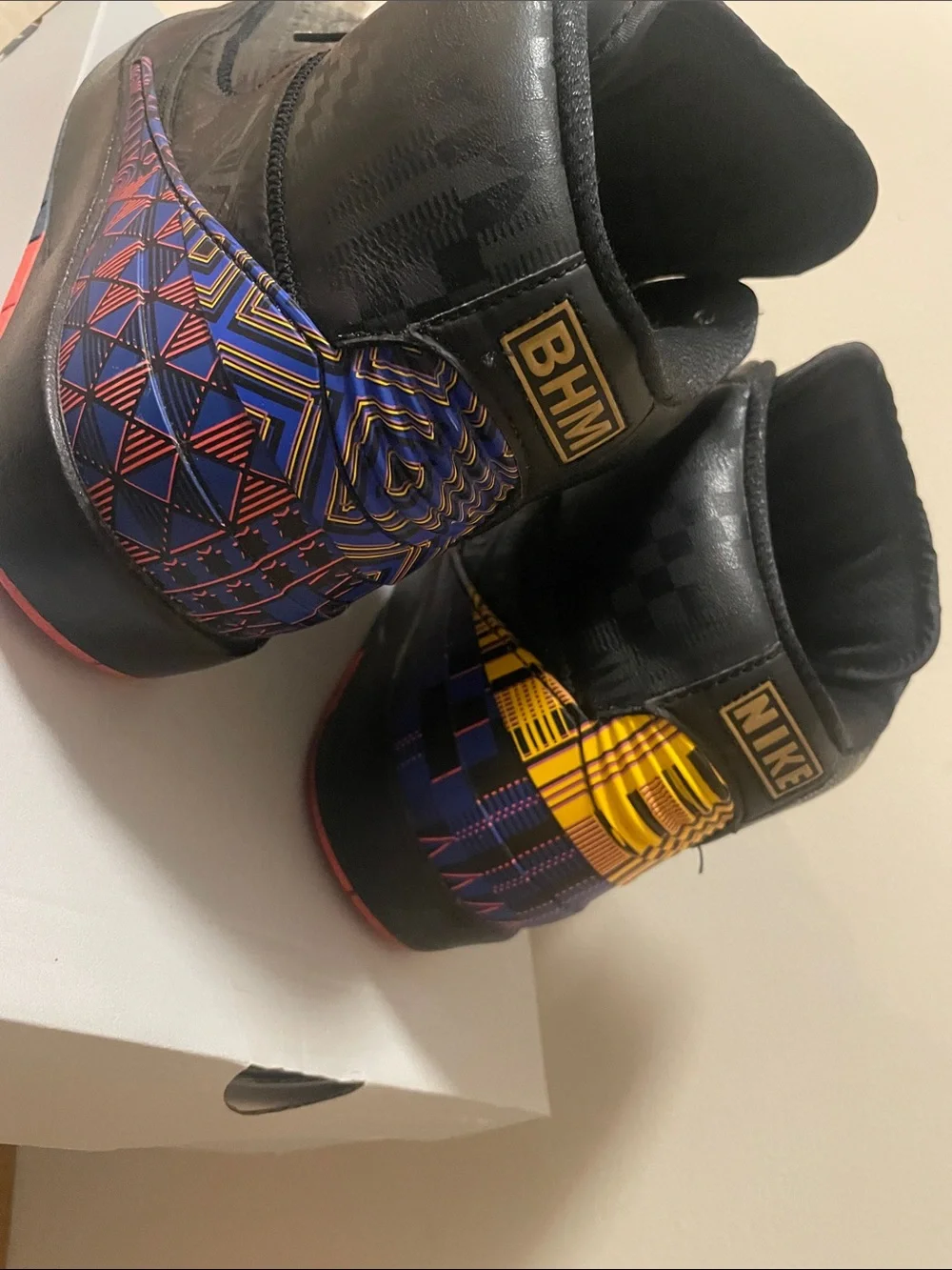 Jordan Men’s High-Top Sneakers in Black with Multicolor Heel (RARE BHM)